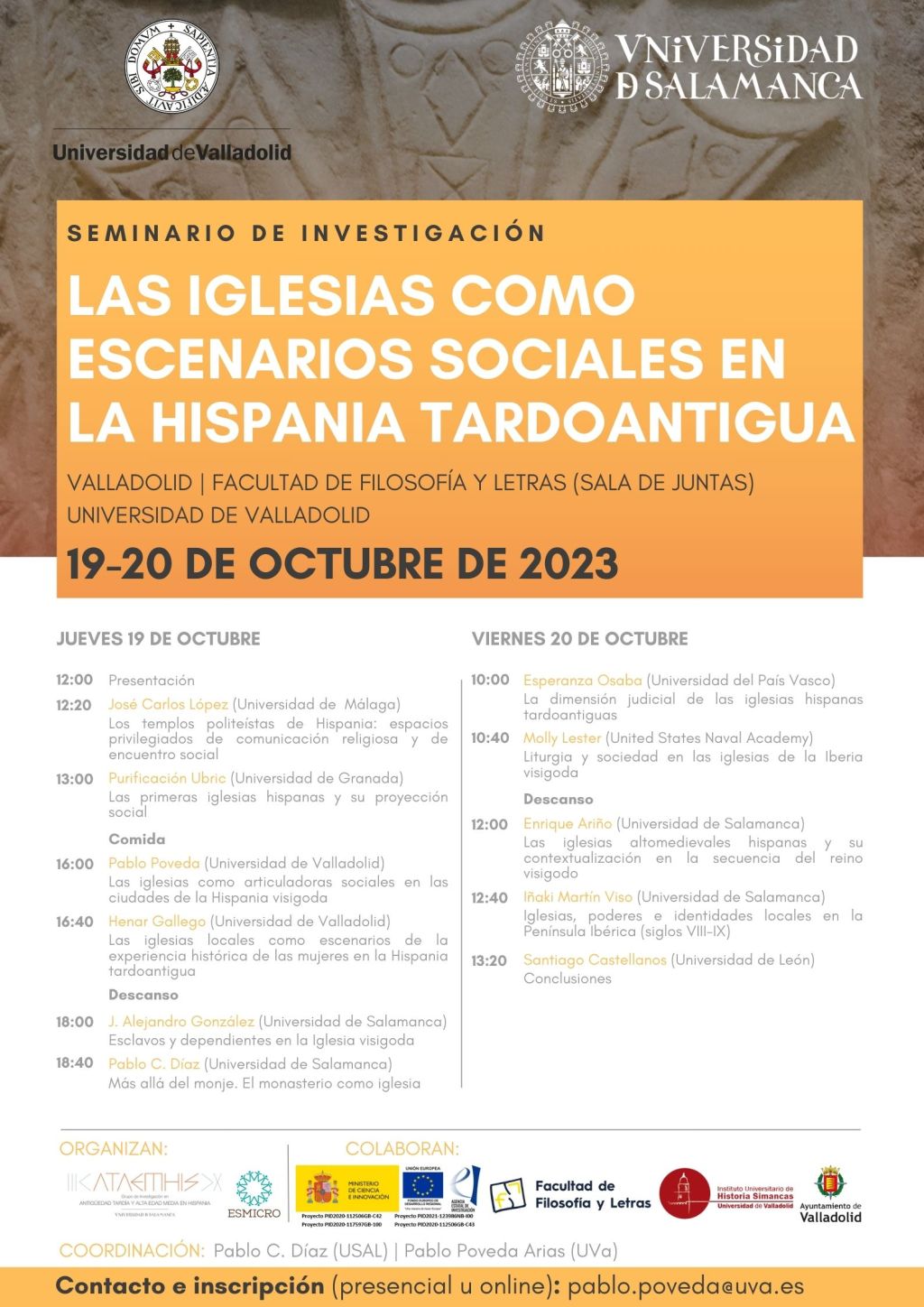 Participación de varios miembros del proyecto ESMICRO en el seminario de investigación «Las iglesias como escenarios sociales en la Hispania Tardoantigua»